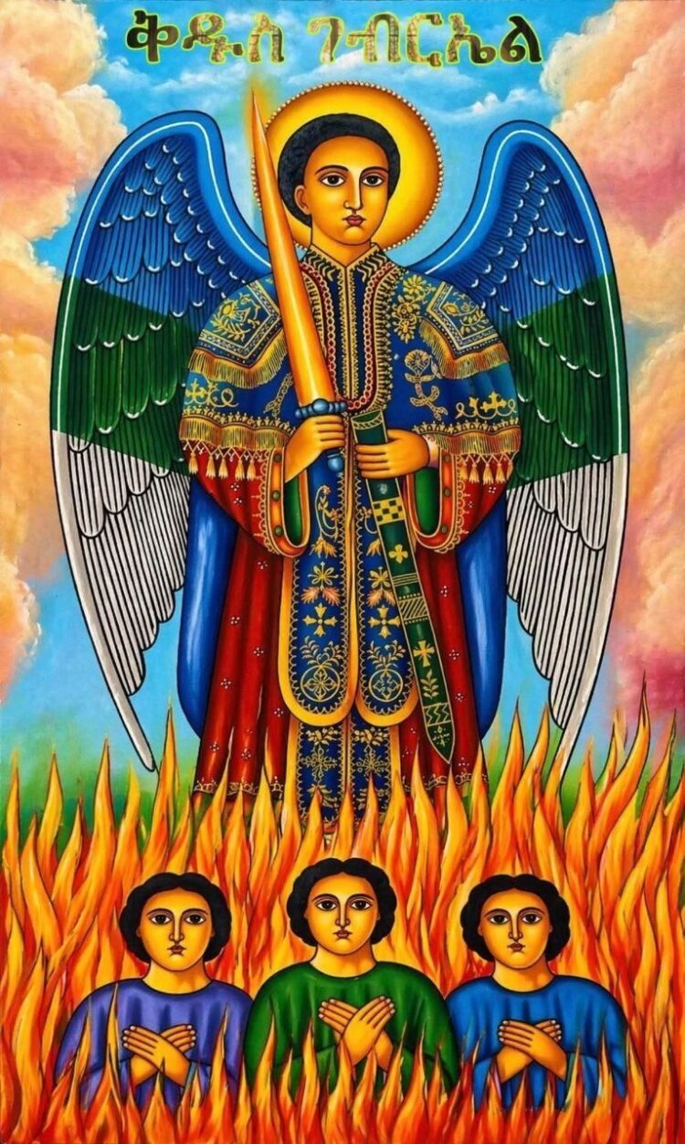 ክንዶቹና እግሮቹም እንደ ጋለ ናስ፣ ድምጹም እንደ ብዙ ሕዝብ ድምፅ