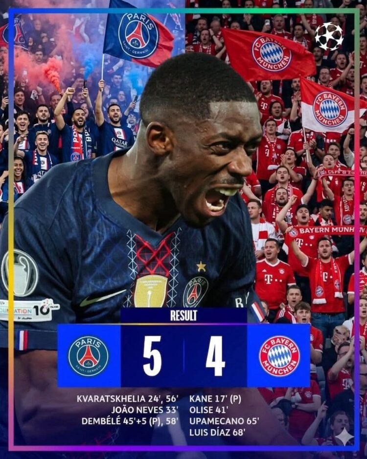 በአውሮፓ ሻምፒዮንስ ሊግ ግማሽ ፍፃሜ ፒኤስጂ ባየርን ሙኒክን በጎል ናዳ አሸነፈ