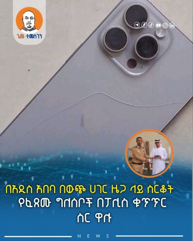 በአዲስ አበባ በውጭ ሀገር ዜጋ ላይ ስርቆት የፈጸሙ ግለሰቦች በፖሊስ ቁጥጥር ስር ዋሉ