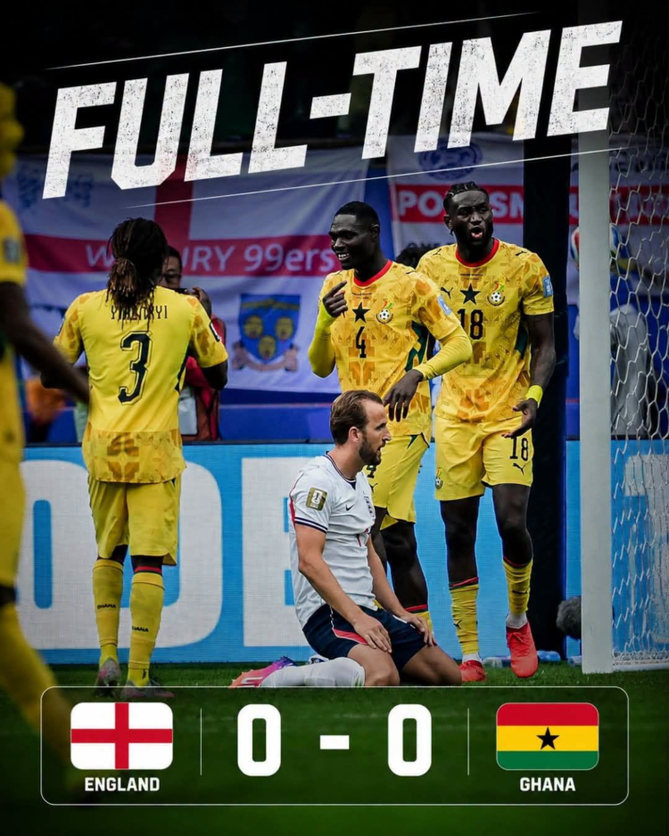 እንግሊዝ እና ጋና ያለ ግብ ተለያዩ